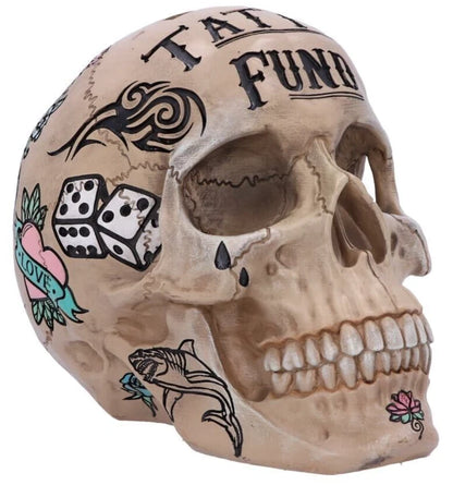 Nemesis Now Natural Bone Coloured Traditional, Tribal Tattoo Fund Skull