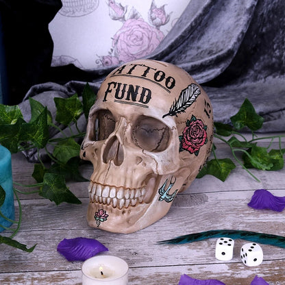 Nemesis Now Natural Bone Coloured Traditional, Tribal Tattoo Fund Skull