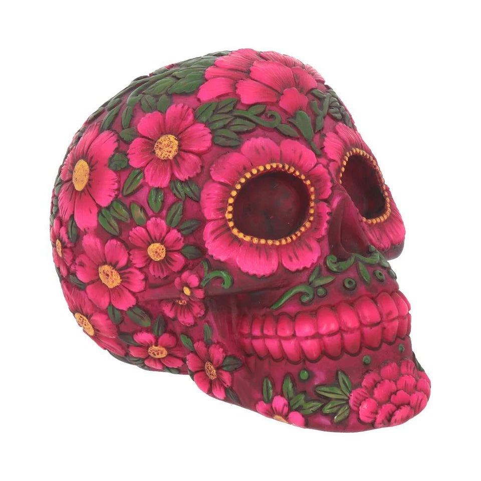 Nemesis Now Sugar Blossom Pink Skull 14.5cm